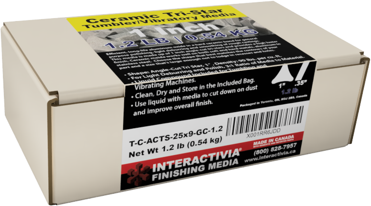 [T-C-ACTS-25x9-GC-1] Ceramic 1" Angle Cut Tri-Star Tumbling Media 1.2 lb Kit (GC Formula)