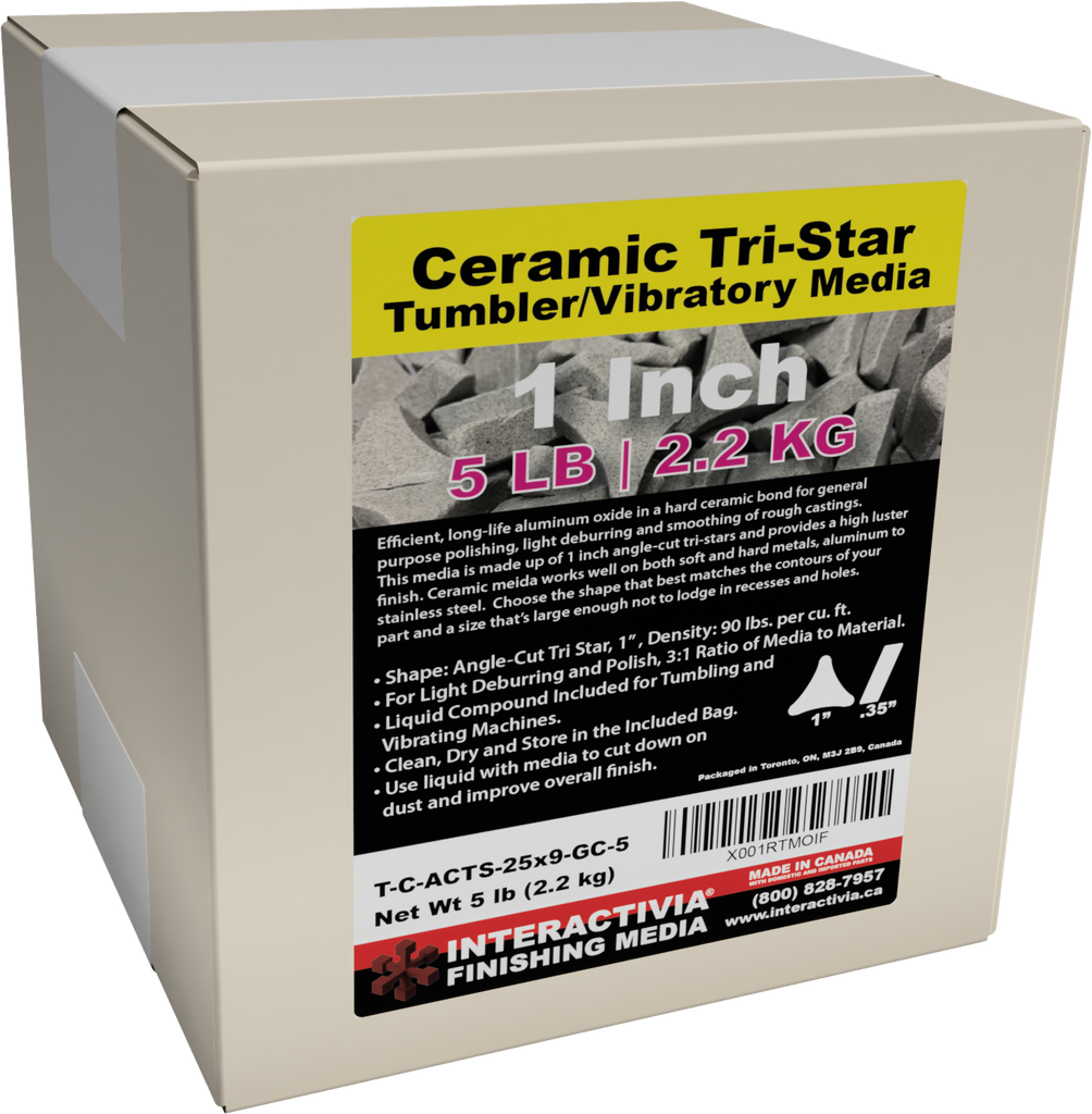 [T-C-ACTS-25x9-GC-5] Ceramic 1" Angle Cut Tri-Star Tumbling Media 5 lb Kit (GC Formula)
