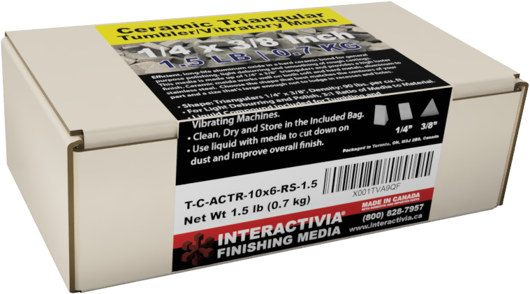 Ceramic 1/4 x 3/8" (10x6 mm) Angle Cut Triangulars Tumbling Media 1.5 lb Kit (RC Formula)