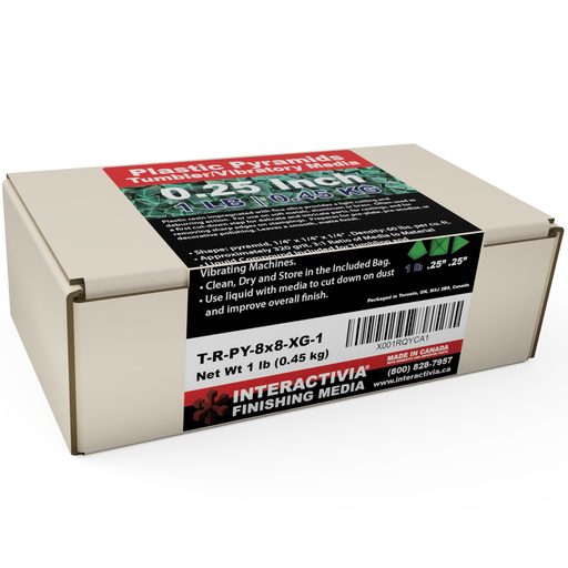 [T-R-PY-8x8-XG-1] Resin 1/4" Green Pyramid Tumbling Media 1 lb Kit (XG Formula)