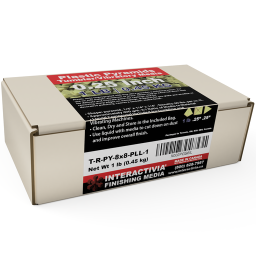 [T-R-PY-8x8-PLL-1] Resin 1/4" Tan Pyramid Tumbling Media 1 lb Kit (PL-L Formula)