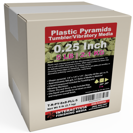 [T-R-PY-8x8-PLL-5] Resin 1/4" Tan Pyramid Tumbling Media 5 lb Kit (PL-L Formula)