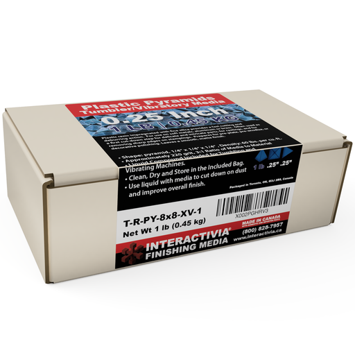 [T-R-PY-8x8-XV-1] Resin 1/4" Blue Pyramid Tumbling Media 1 lb Kit (XV Formula)