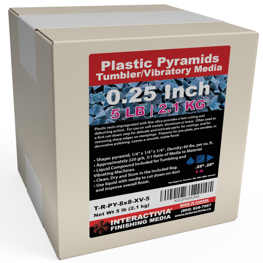 [T-R-PY-8x8-XV-5] Resin 1/4" Blue Pyramid Tumbling Media 5 lb Kit (XV Formula)
