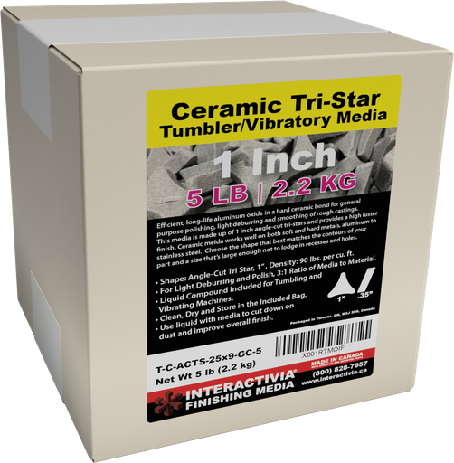 [T-C-ACTS-25x9-GC-5] Ceramic 1" Angle Cut Tri-Star Tumbling Media 5 lb Kit (GC Formula)