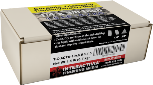 [T-C-ACTR-10x6-RS-1] Ceramic 1/4 x 3/8" (10x6 mm) Angle Cut Triangulars Tumbling Media 1.5 lb Kit (RC Formula)