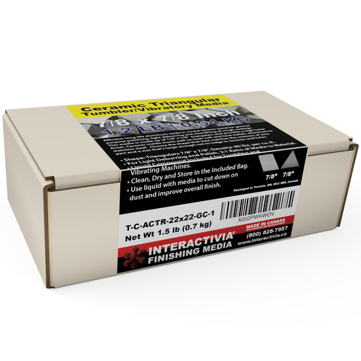 [T-C-ACTR-22x22-GC-1] Ceramic 7/8" x 7/8" Angle Cut 22 Degree Triangulars Tumbling Media Kit 1.2 lb (GC Formula)
