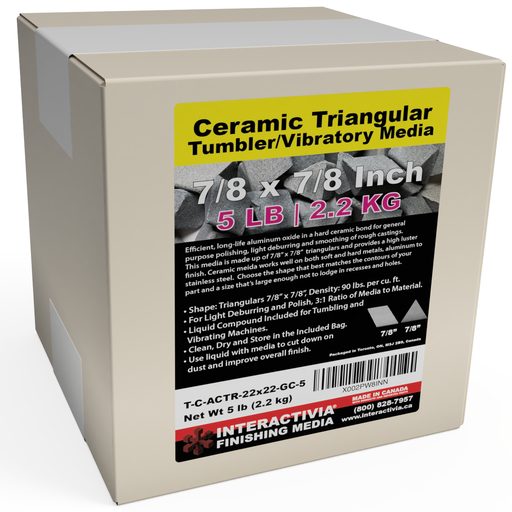 [T-C-ACTR-22x22-GC-5] Ceramic 7/8" x 7/8" Angle Cut 22 Degree Triangulars Tumbling Media Kit 5 lb (GC Formula)