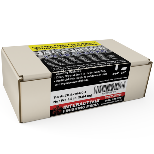 [T-C-ACCD-5x10-GC-1] Ceramic 3/16 x 3/8" Angle Cut Cylinders 22 Degree Tumbling Media Kit 1.5 lb (GC Formula)