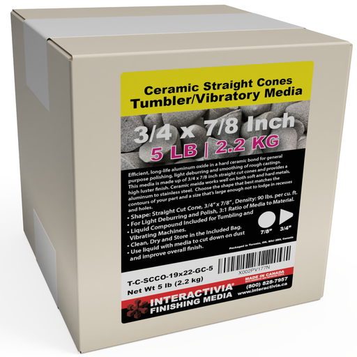 [T-C-SCCO-19x22-GC-5] Ceramic 3/4" x 7/8" Cones Tumbling Media Kit 5 lb (GC Formula)