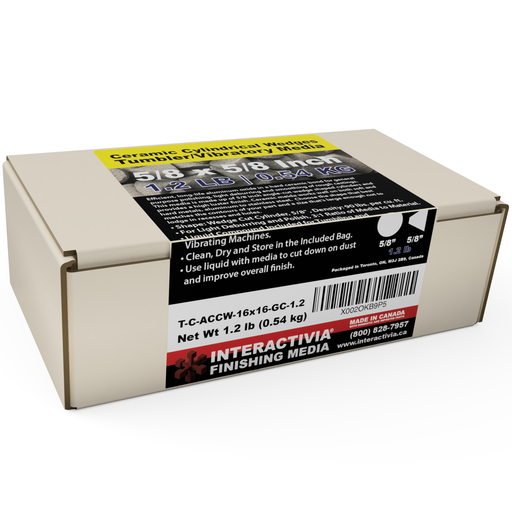 [T-C-ACCW-16x16-GC-1] Ceramic 5/8" x 5/8" Angle Cut Cylindrical Wedges Tumbling Media Kit 1.2 lb (GC Formula)