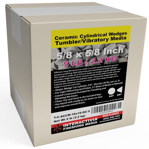 [T-C-ACCW-16x16-GC-5] Ceramic 5/8" x 5/8" Angle Cut Cylindrical Wedges Tumbling Media Kit 5 lb (GC Formula)