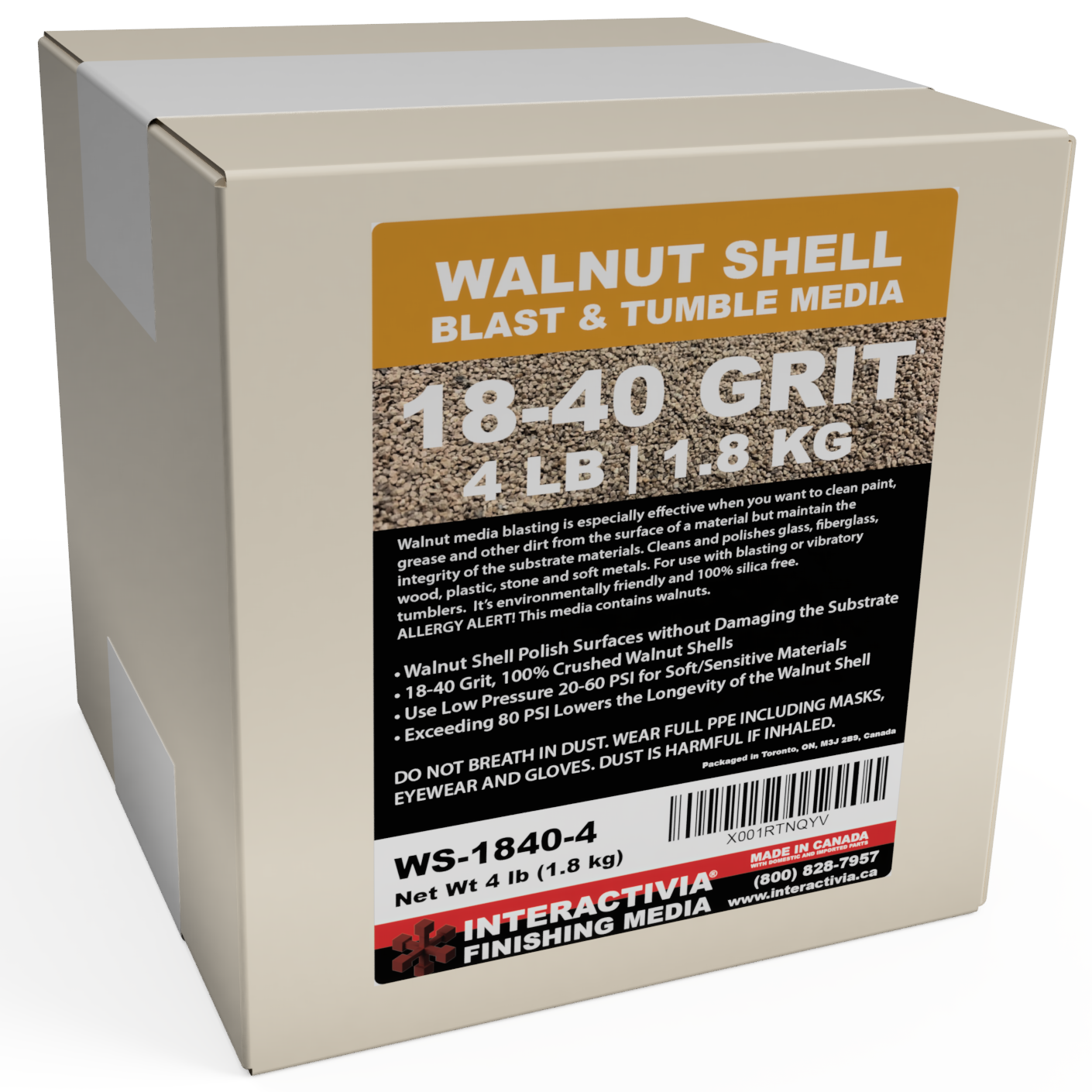 Walnut Shell #18-40 - 4 lb  Interactivia Blast and Tumble Finishing Media